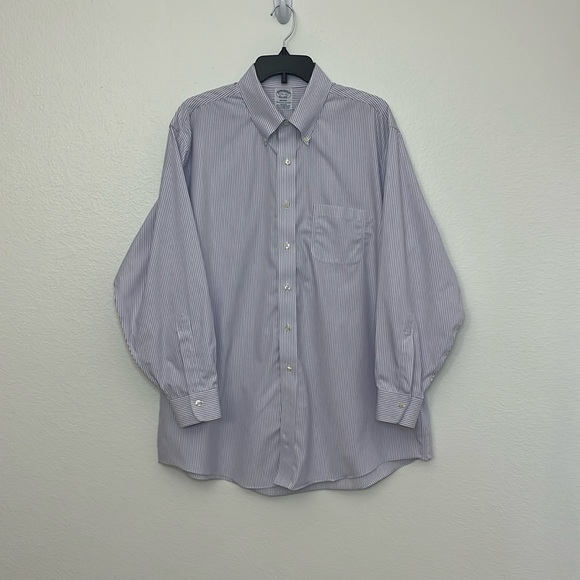 Brooks Brothers 17 1/2 -33 Supima cotton blend purple/white stripped dress shirt - Picture 1 of 12